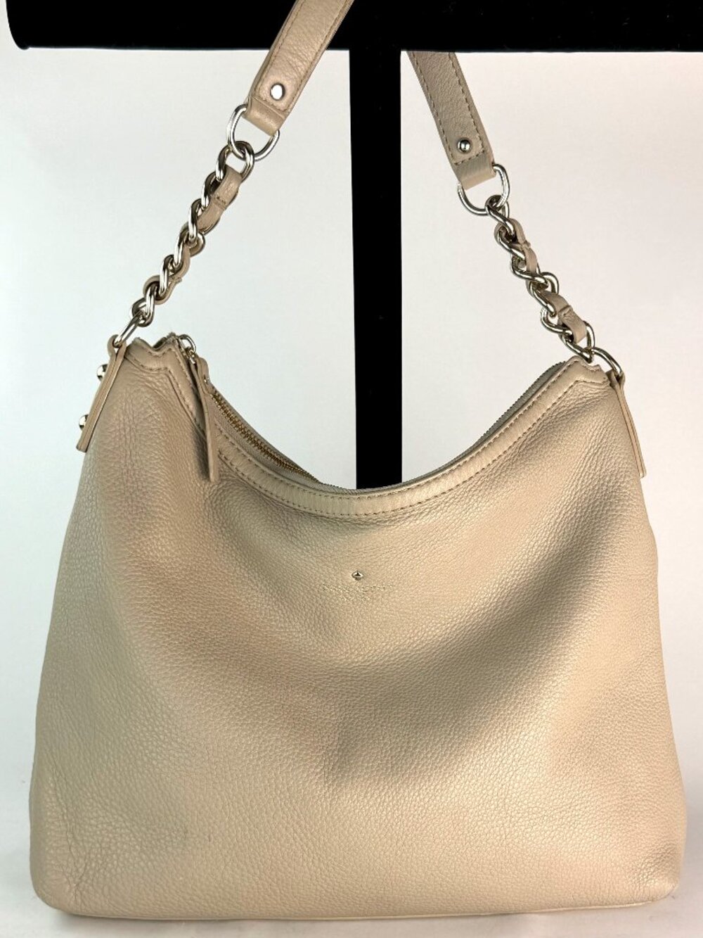 Kate Spade Cream Pebbled Leather Hobo Bag Gold Chain Shoulder Strap
